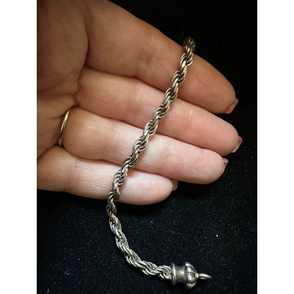 Milor Sterling Silver Rope Chain Bracelet 7" - Picture 5 of 6